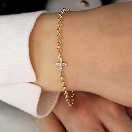 CZ Bezel Cross Bracelet - Aiora