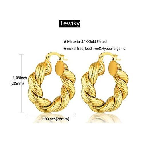 Chunky Twist Rope Hoop Earrings - Aiora