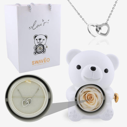 Eternal Rose Bear with Engraved Necklace - Aiora