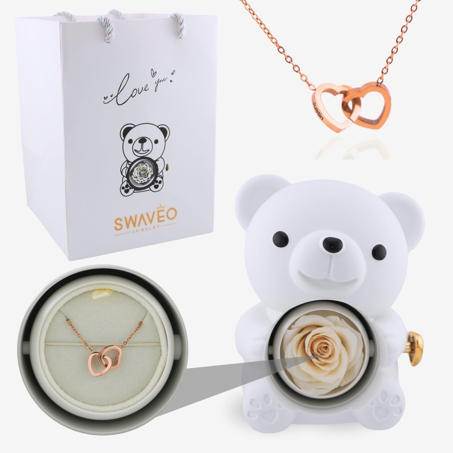 Eternal Rose Bear with Engraved Necklace - Aiora