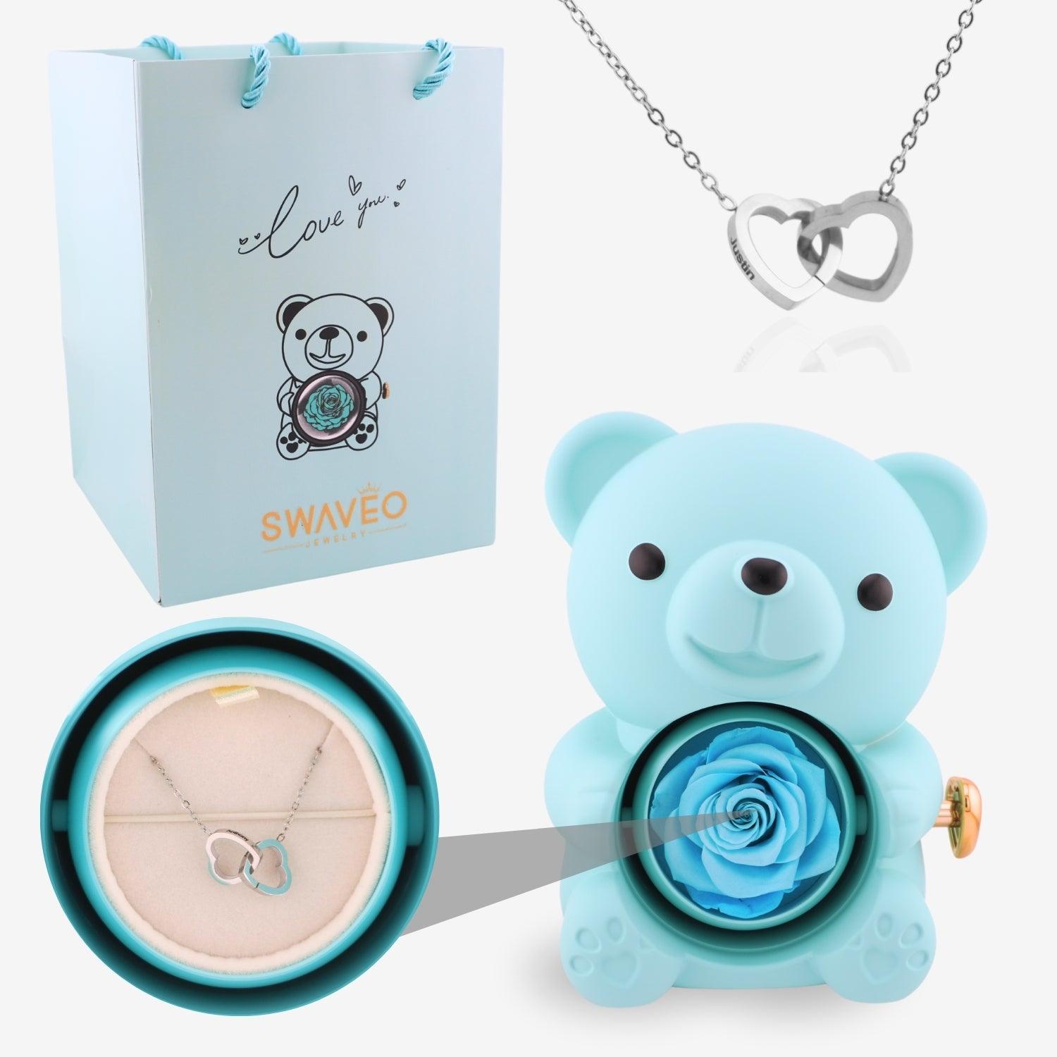 Eternal Rose Bear with Engraved Necklace - Aiora