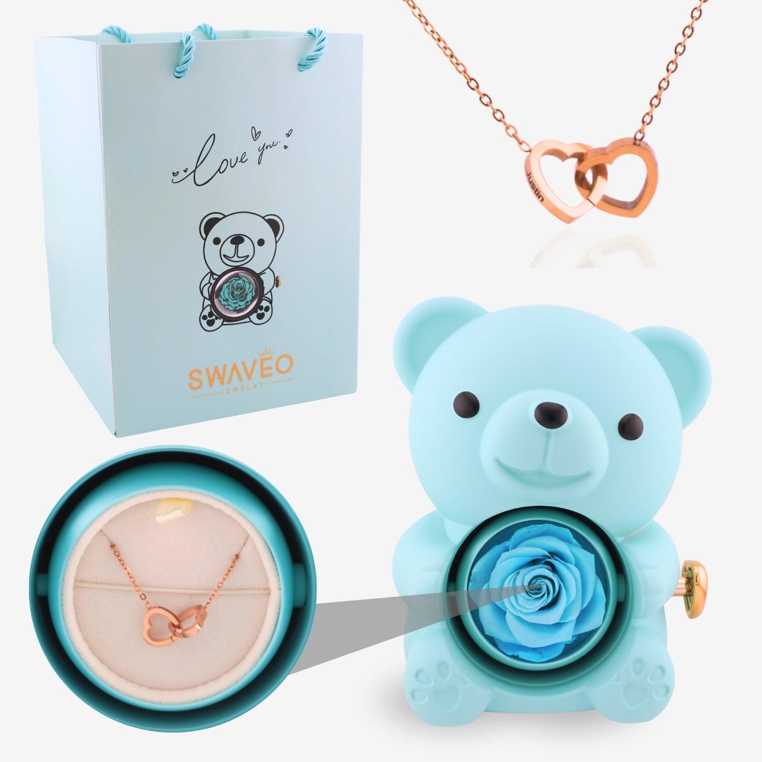 Eternal Rose Bear with Engraved Necklace - Aiora