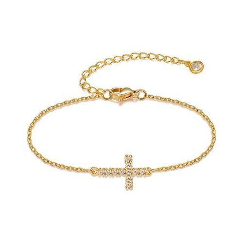 Dainty Cubic Zirconia Cross Bracelet