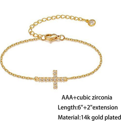 Dainty Cubic Zirconia Cross Bracelet