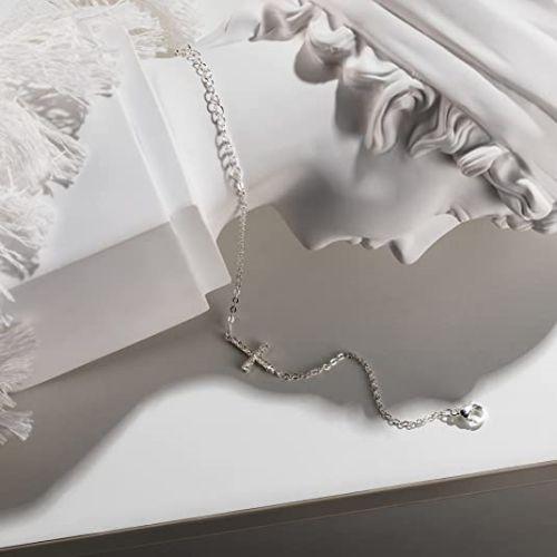 Dainty Cubic Zirconia Cross Bracelet