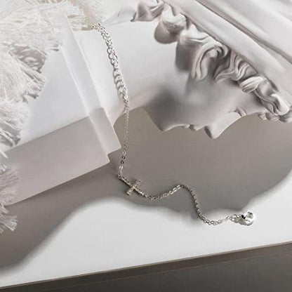 Dainty Cubic Zirconia Cross Bracelet