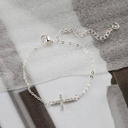 Dainty Cubic Zirconia Cross Bracelet