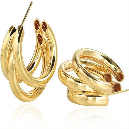 Fashion Chunky Triple Hoop Earrings