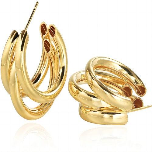 Fashion Chunky Triple Hoop Earrings