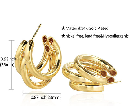 Fashion Chunky Triple Hoop Earrings