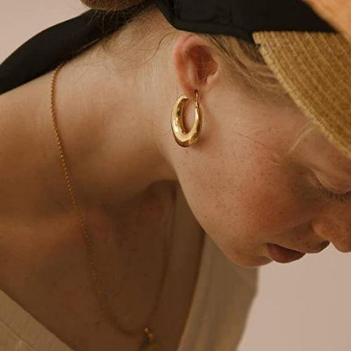Oval Dome Hoop Earrings - Aiora