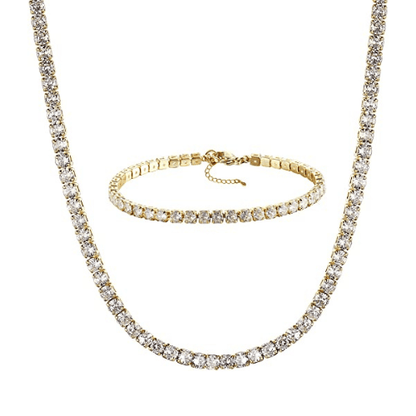 CZ Diamond Tennis Necklace with Bracelet Set
