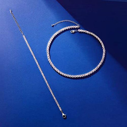 CZ Diamond Tennis Necklace with Bracelet Set