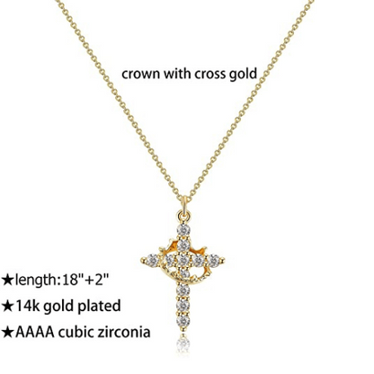 Crown with Cross Pendant Necklace