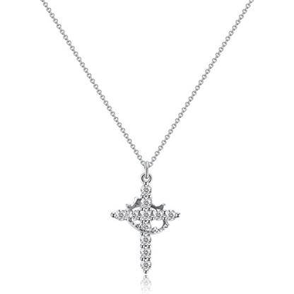 Crown with Cross Pendant Necklace