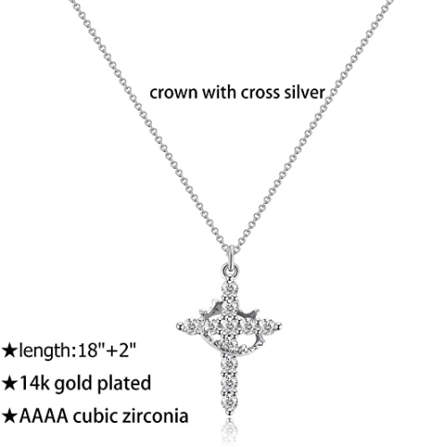 Crown with Cross Pendant Necklace