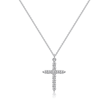 Large CZ Diamond Cross Pendant Necklace
